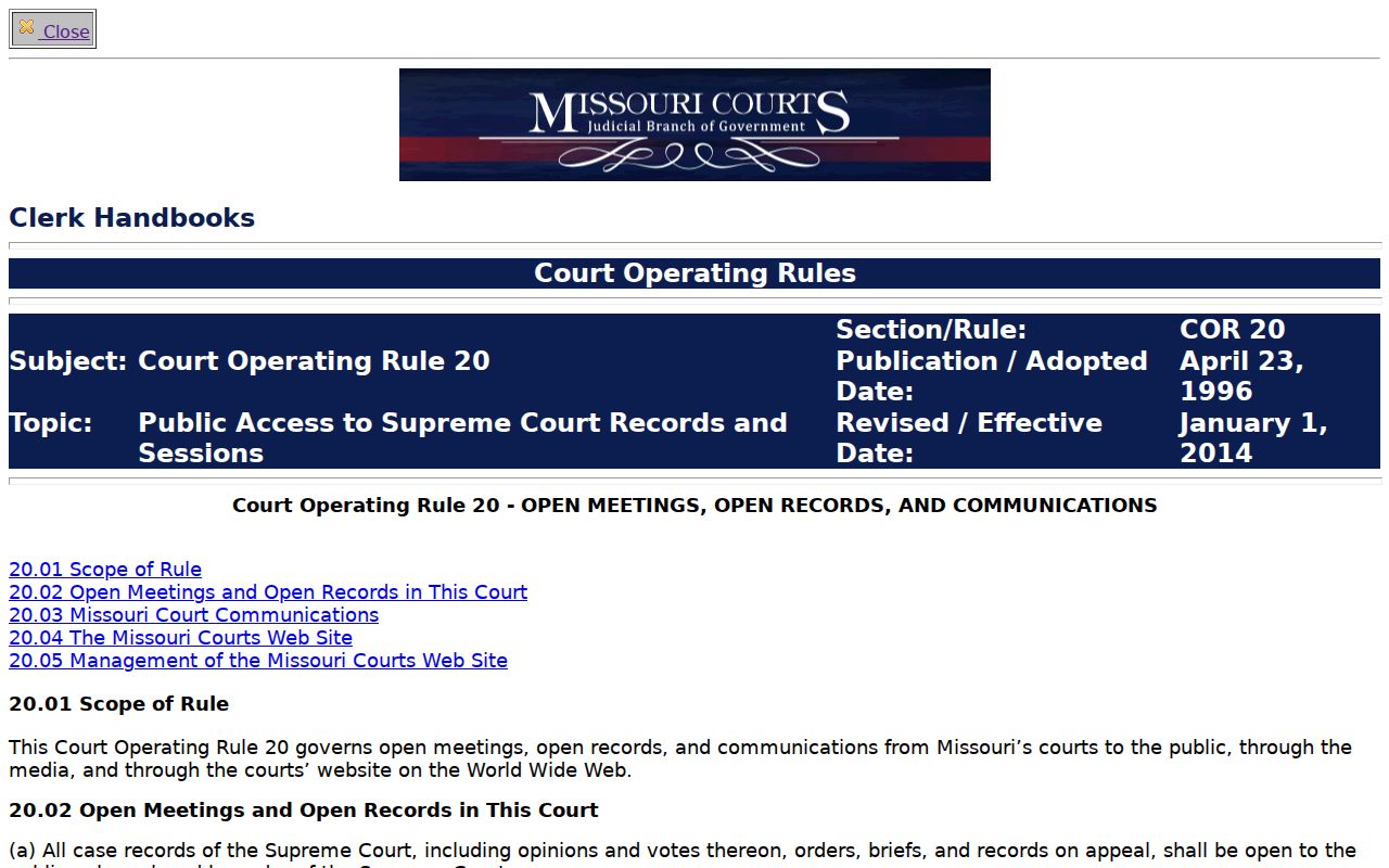 Knox County court records rule reference