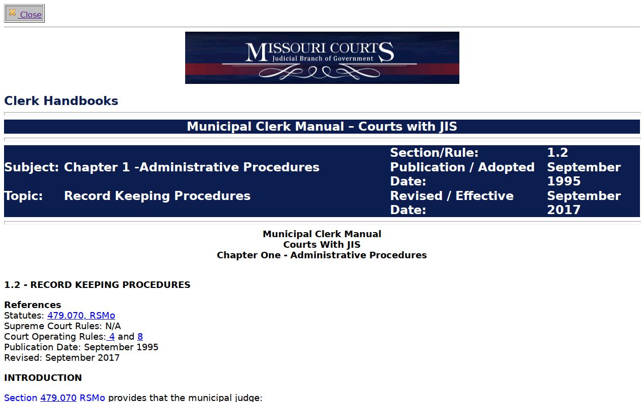 Knox traffic court records municipal clerk handbook source
